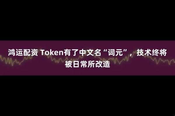鸿运配资 Token有了中文名“词元”，技术终将被日常所改造